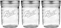 Pack of 3 16-ounce wide mouth mason jars.