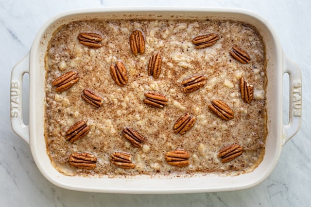 Mixture in baking pan halfway through cooking