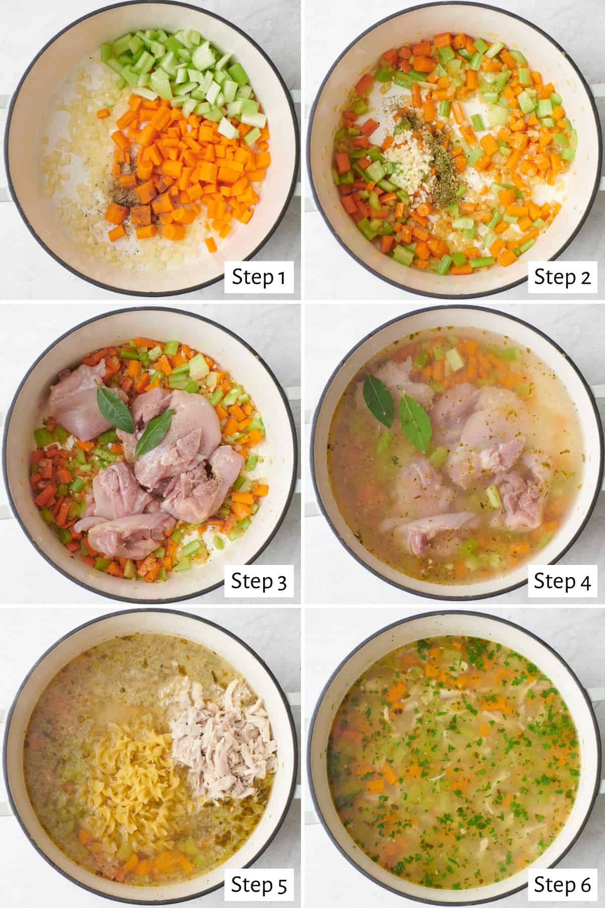 Process shots to show how to make homemade chicken broth