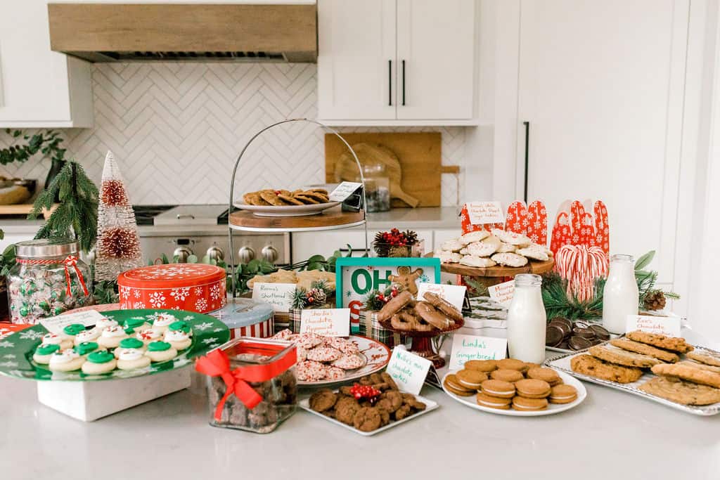 Cookie exchange set up for a party