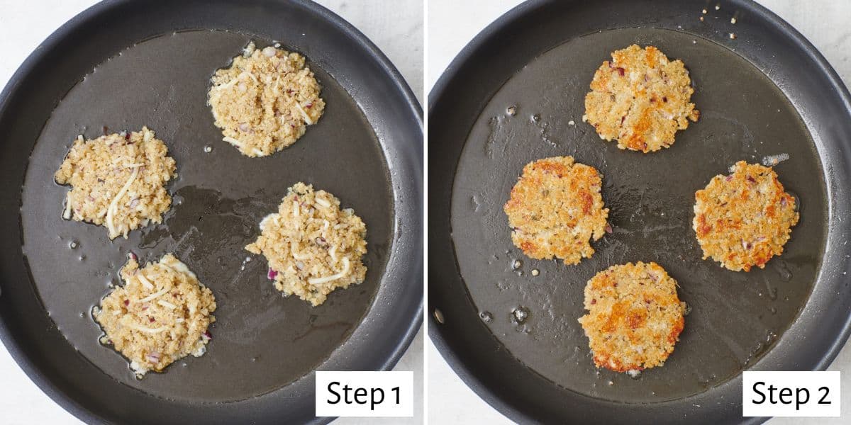 2 image collage pan frying recipe.