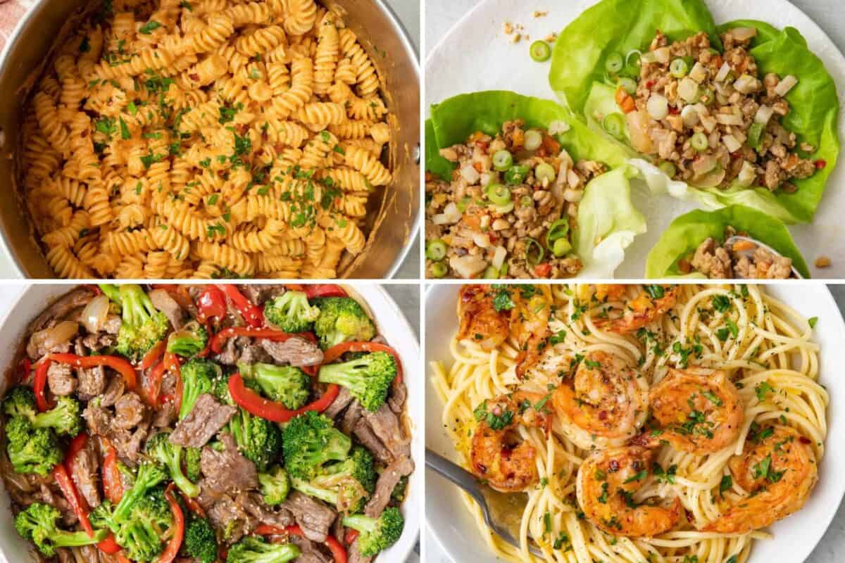 4 image collage of easy recipes to make.