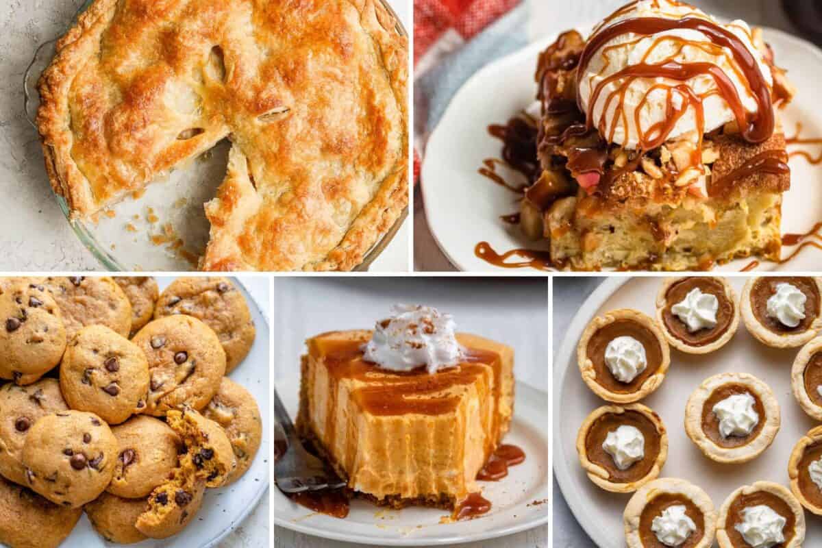 5 image collage of dessert recipes.