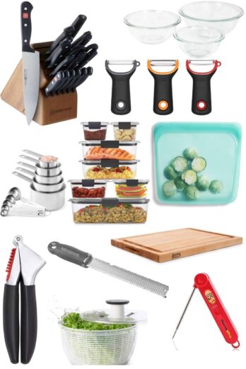 Top kitchen tools collage with featured images of gadgets shown