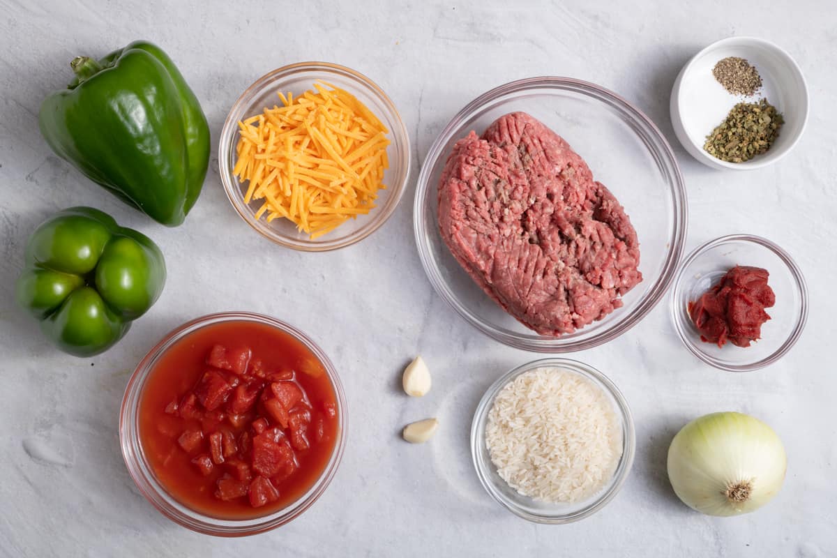 Ingredients to make unstuffed peppers