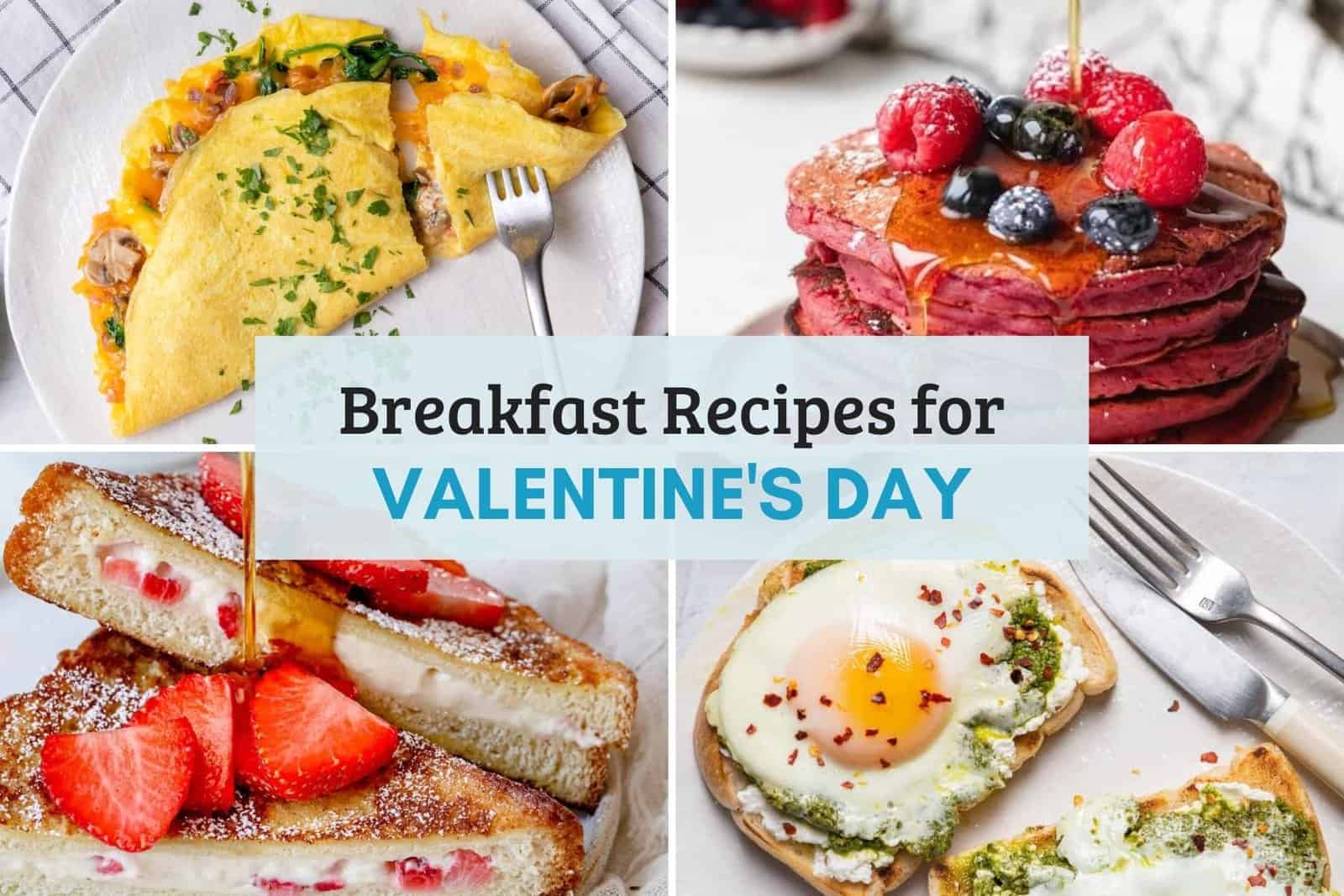 Round up image for Valentine's Day breakfast recipes.