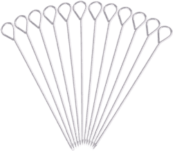 12 metal barbecue skewers with a round hook