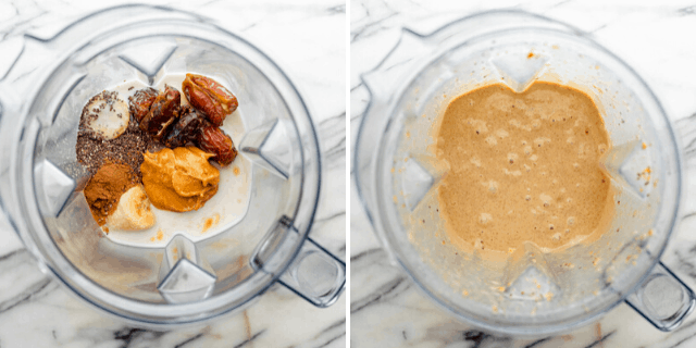 The ingredients before and after blending