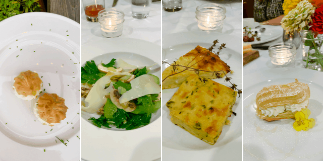 Collage of Dinners with cheese in all the courses