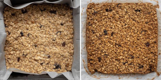 Before and after baking of the recipe